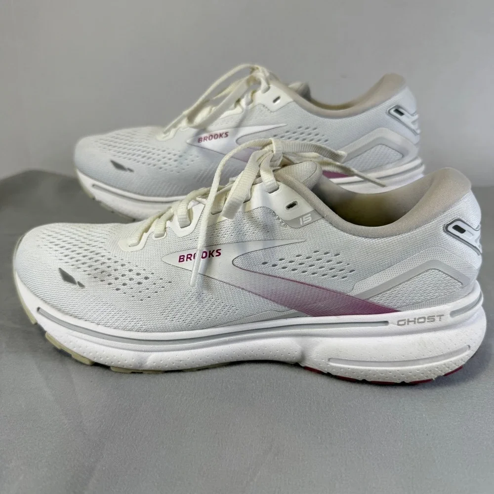 Brooks Ghost 15 Neutral Running Shoes Women's 8.5 B Medium White 1203801B195